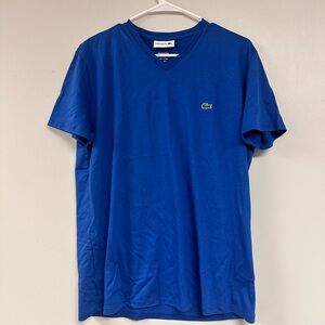 Lacoste V-Neck Pima Cotton Tee in Blue - Men’s
